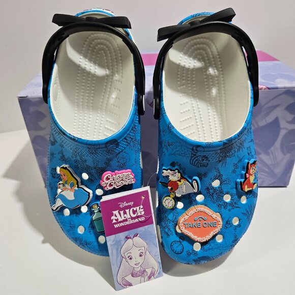 Disney Alice In Wonderland Slip On Clogs Women's Size 7 Sandals With Box Blue - Picture 2 of 11